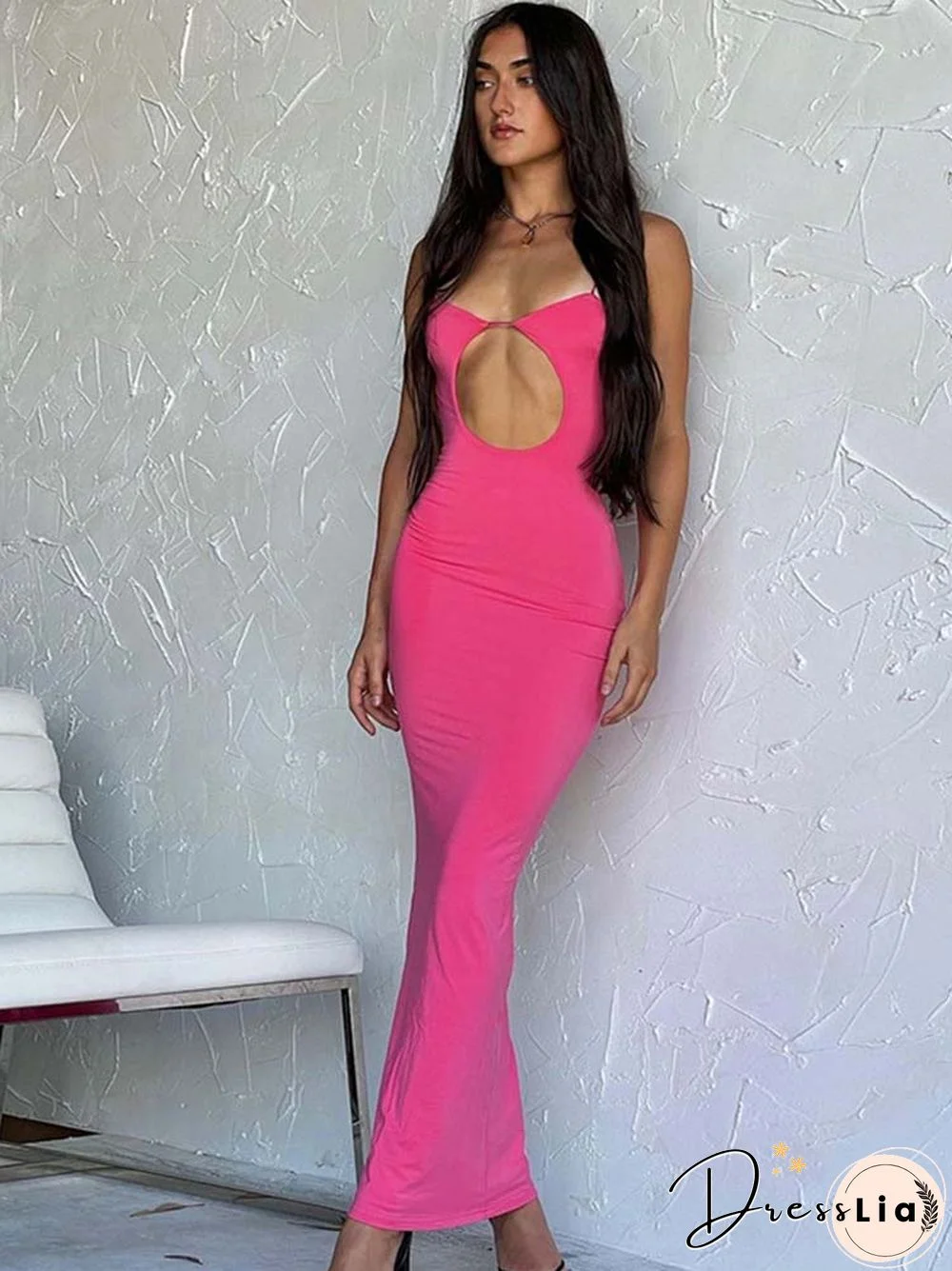 Cut Y2K Long Dress Backless Spaghetti Strap Sexy Maxi Bodycon Dresses Pink Women Summer Black Beach Party Outfits
