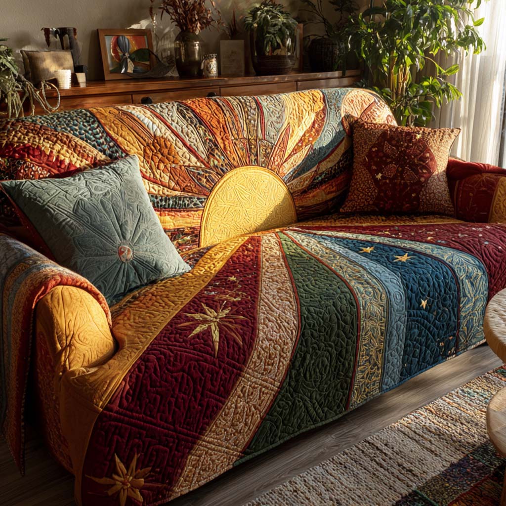 Rustic Patch Sunrise Quilted Sofa Cover NCU0XD2062 everthome