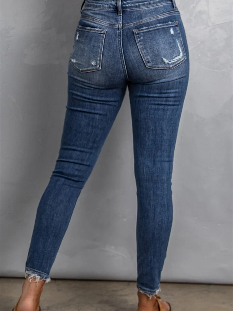 Blue Distressed Skinny Jeans