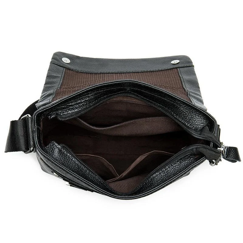 Men's Leather Shoulder Bag Business Casual Flip Type Crossbody Bag