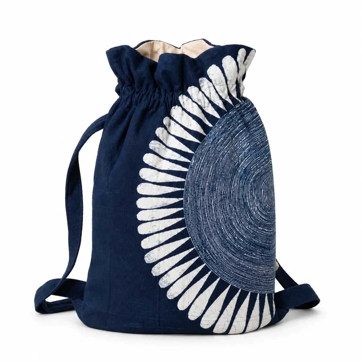 Handmade Indigo Batik Sunflower Backpack