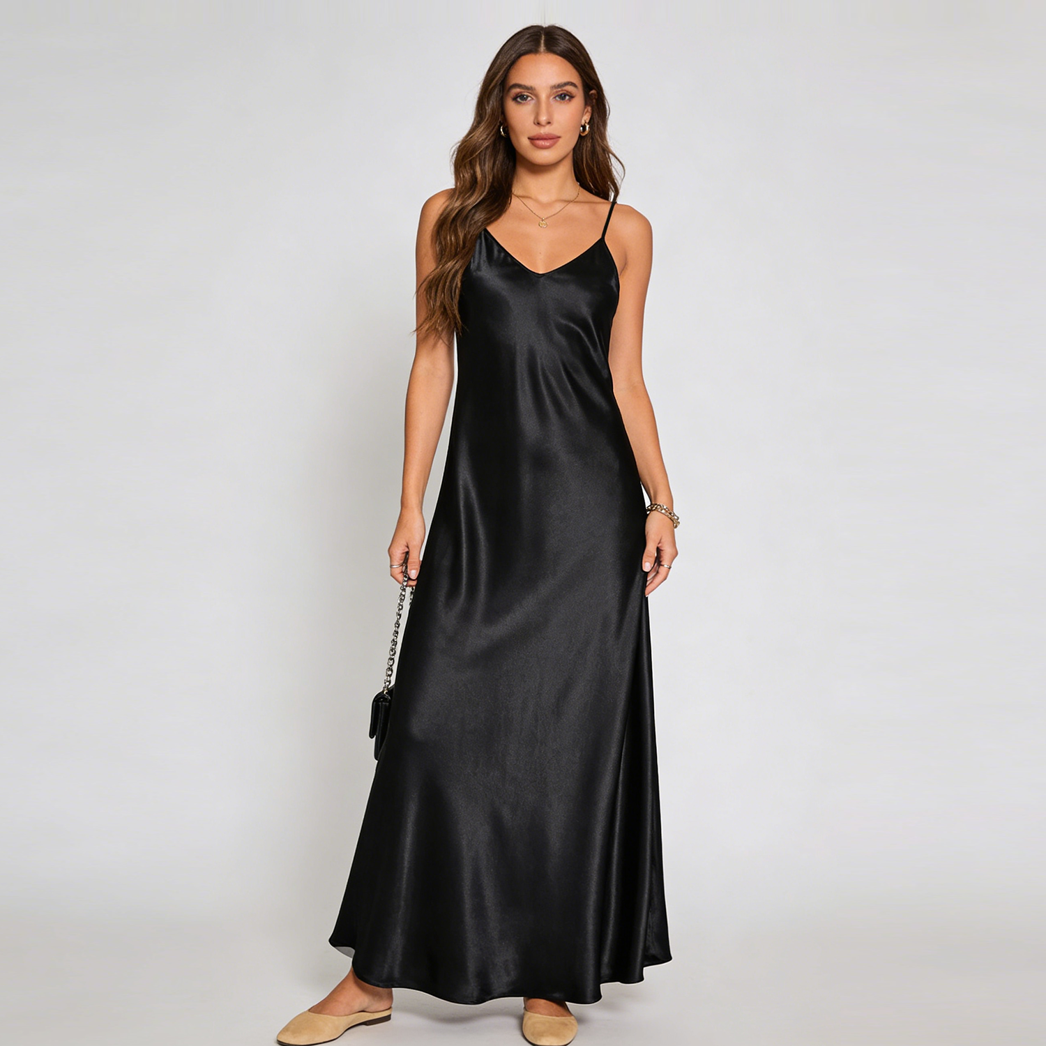 Silk Dress V-Neck Camisole Maxi Style REAL SILK LIFE