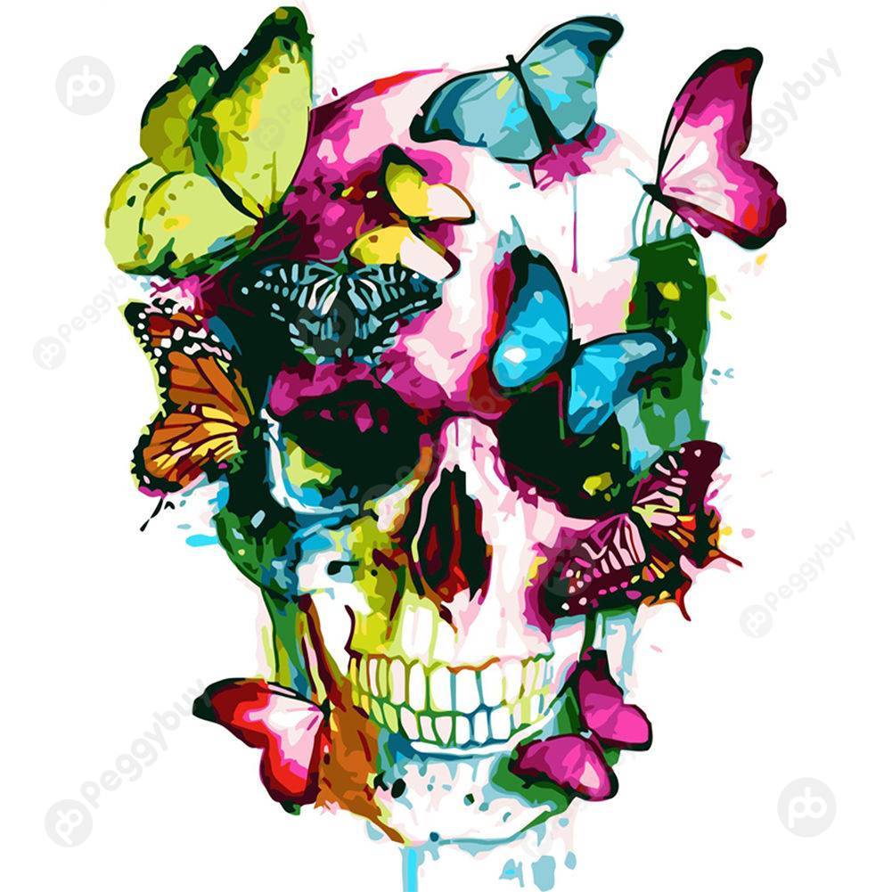 

40*50CM Paint By Numbers-Skull Butterfly, 501 Original