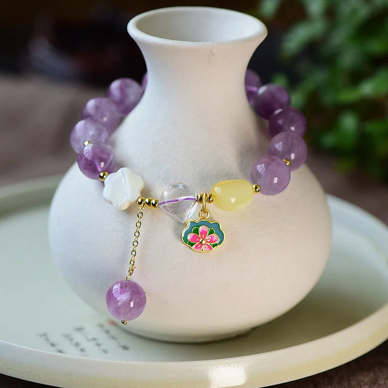 Natural Amethyst Fluorite Bracelet