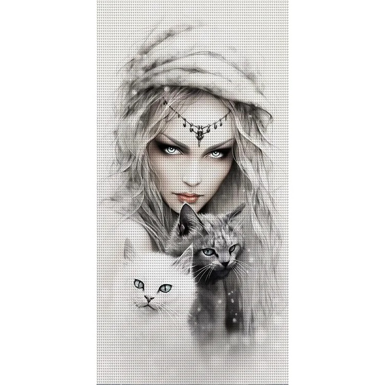 Girl And Cat 11CT Stamped Cross Stitch 40*80CM