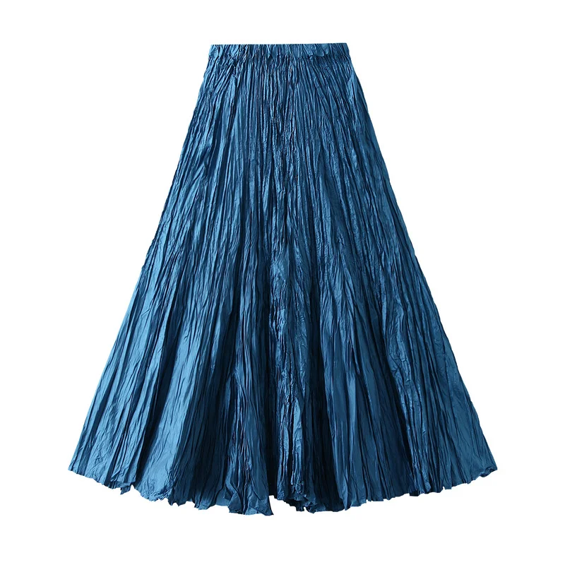 Nigikala Nigikala Spring New Sister Wind High-Level Feeling Hundred Folds Loose Thin Swing Skirt Leisure A Skirt 8081