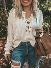 Jacquard Lace-Up Long Sleeves Sweater Tops