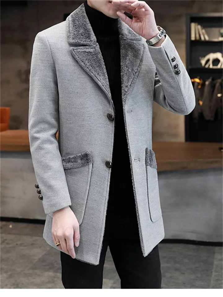 Explosive Autumn and Winter New Fur One Lapel Suit Collar Men's Coat Solid Color Single-breasted Casual Coat