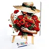 Framed Poppy Lady-Paint by Numbers Acrylic Painting 35*35CM With Color Box 5ML(24Colors)