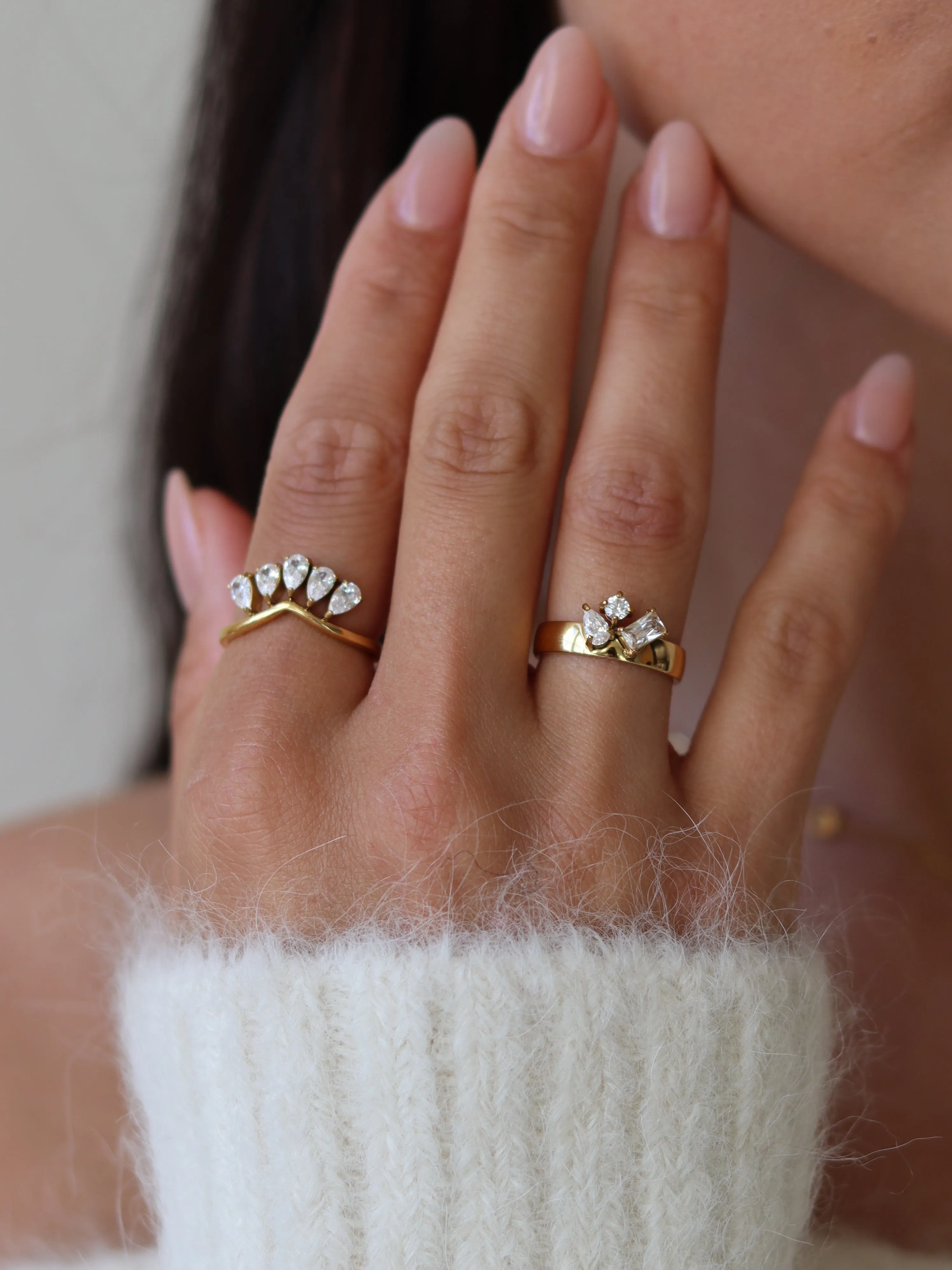 Women's Aurelie Gold Stacking Ring &ndash; Stainless Steel with Zirconia &ndash; view 2