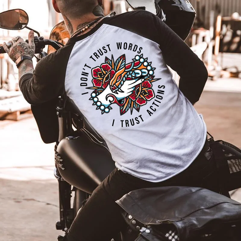 UPRANDY I Don't Trust Words I Trust Actions Printed Long-Sleeved T-shirt -  UPRANDY