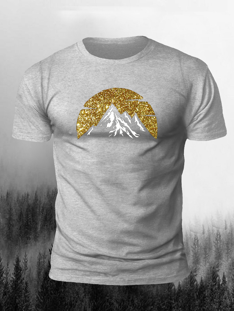 Golden Mountain Print Short Sleeve T-Shirt