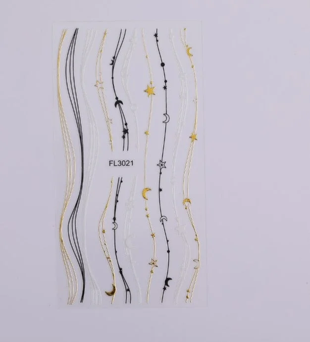 3D Iridescent Fire Nail Stickers Slider Gold Black DIY Nail Art Transfer Decals Manicures Nail Art Decorations Decor Tool