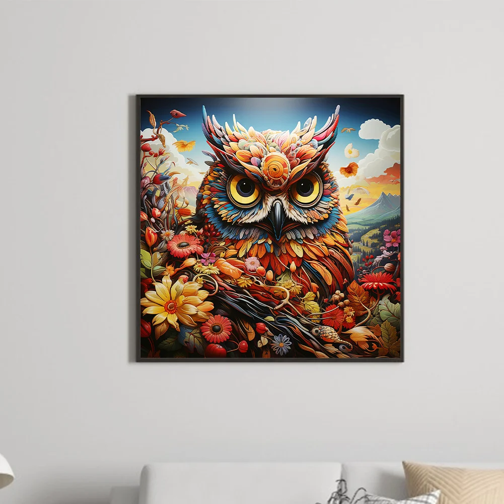 Full Round Diamond Painting 30*30cm - Pastoral Animal Owl