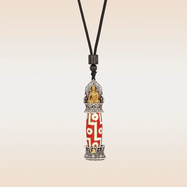 Medicine Buddha Dzi Bead Nine Eyes Necklace
