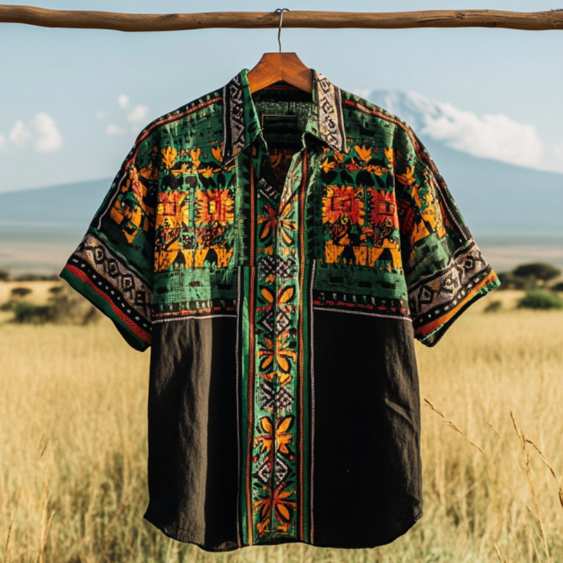 Abstract African Map Art Geometry Geometric Print Casual Shirt