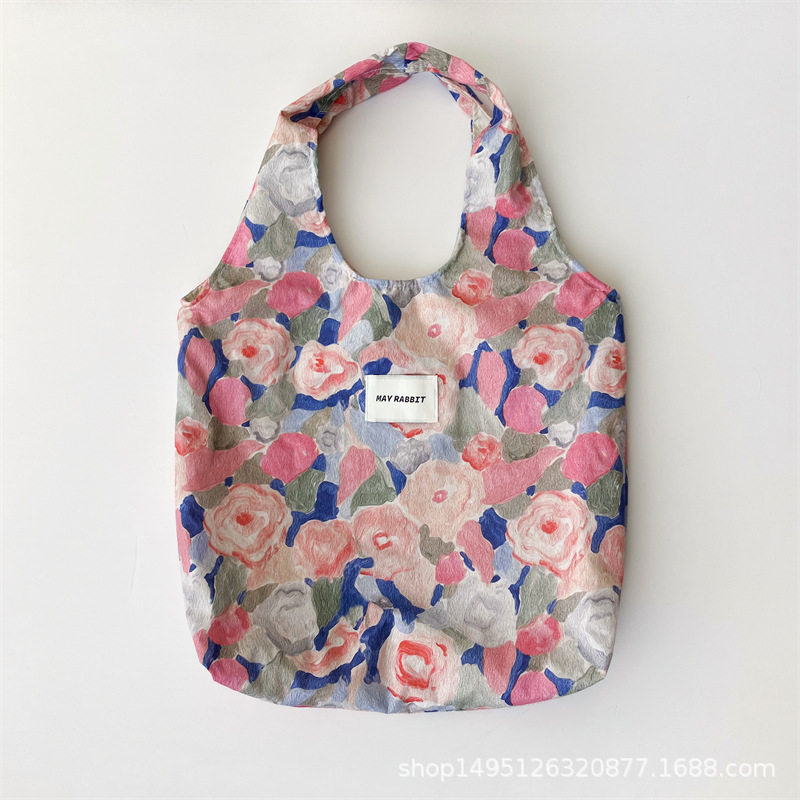 Journalsayins Vintage Oil Painting Flower Canvas Bag