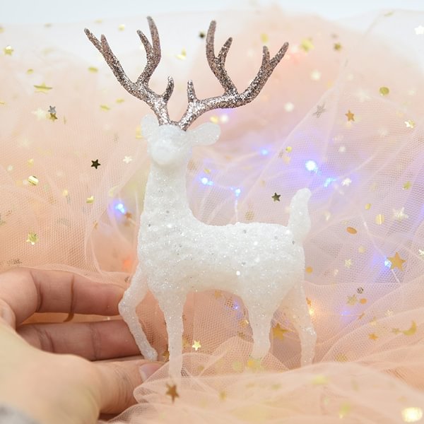 Christmas Decorations Crystal Deer Cake Topper Christmas Elk White Flash Gold Cake Dessert Decor For Home Navidad Party Supplies - Shop Trendy Women's Fashion | TeeYours