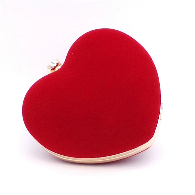 Fashion Red Velvet Heart Shape Clutch Bag  Flycurvy [product_label]