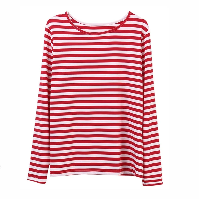 Fashion Striped Casual T-Shirts Women Long Sleeve Autumn T-Shirt O neck Lady Oversized Top Loose Tops Plus Size Femme Clothes