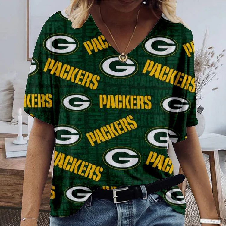 Green Bay Packers Lightweight Short Sleeve V-Neck T-Shirt