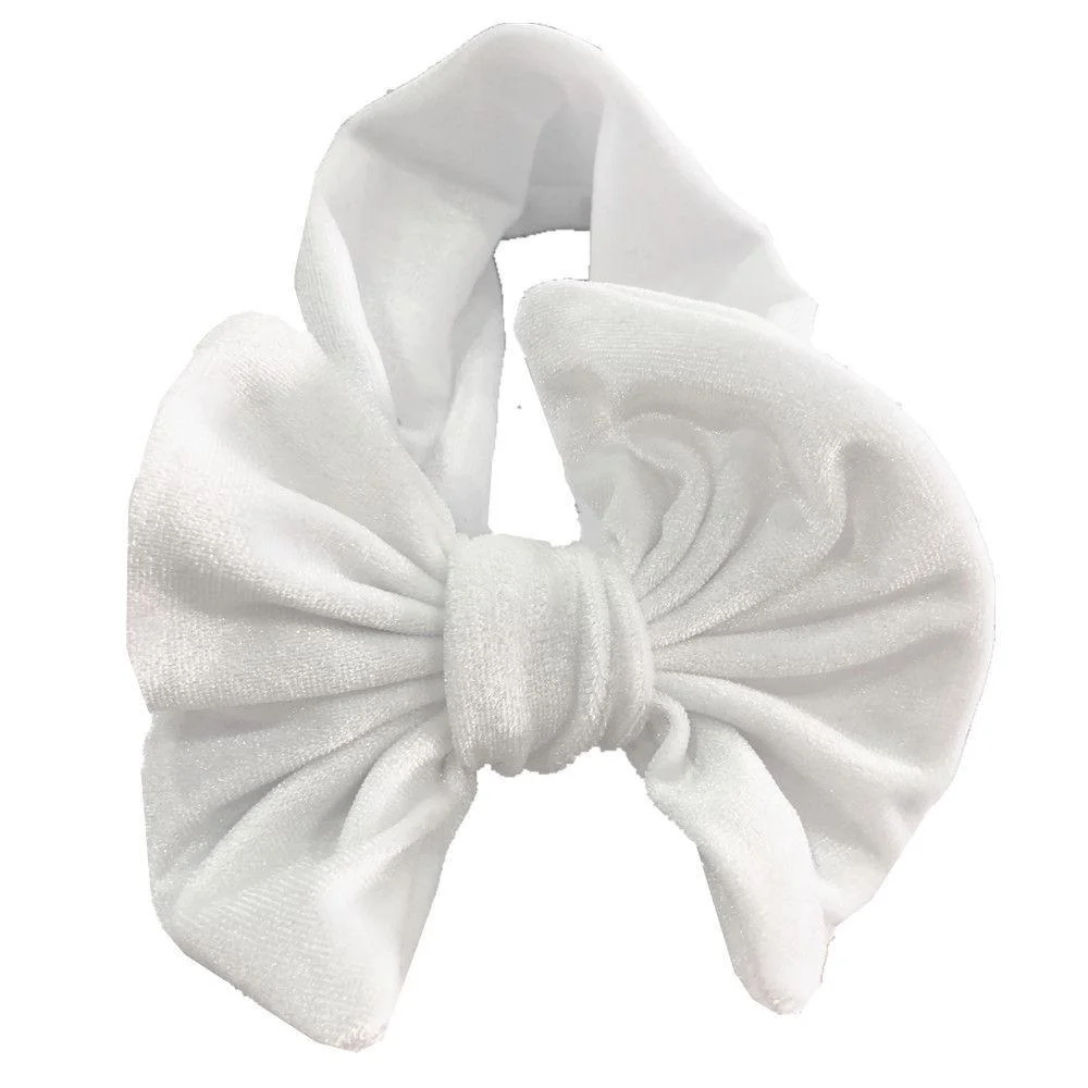 2019 Brand New Baby Toddler Kids Girls Bow Hairband Velvet Turban Knot Cotton Headband Solid Candy Color Headwear Gift 3M-12T