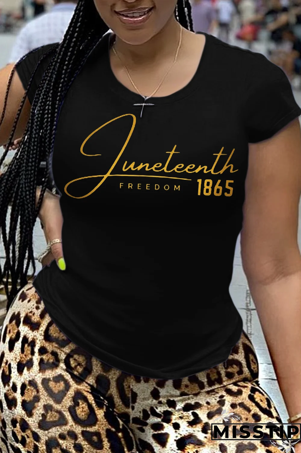 Black Casual Vintage Print Patchwork O Neck T-Shirts