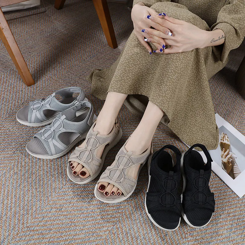 Women&lsquo;s Mesh Hollow Wide Elastic Adjustable Arch Support Casual Sandals Shoes 