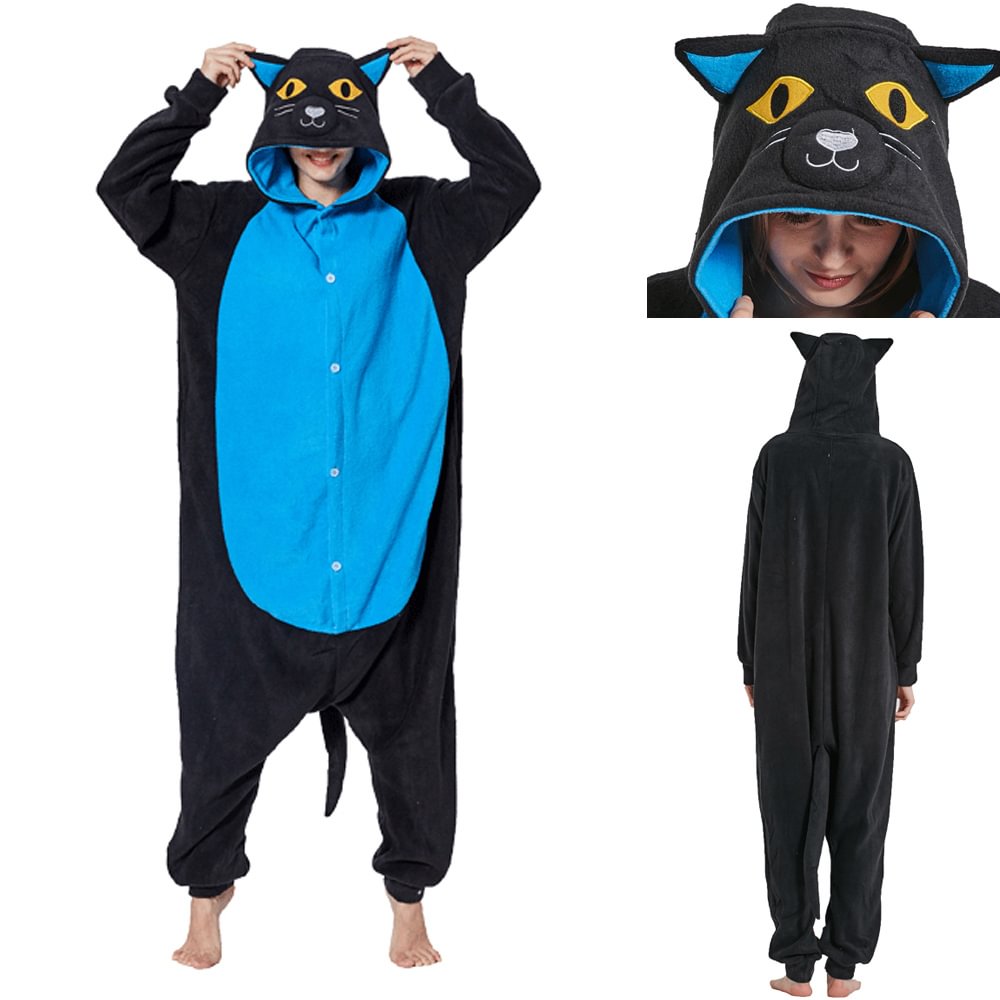 Blue Cat Squirrel Kigurumi Animal Onesies Pajamas For Adult-Pajamasbuy