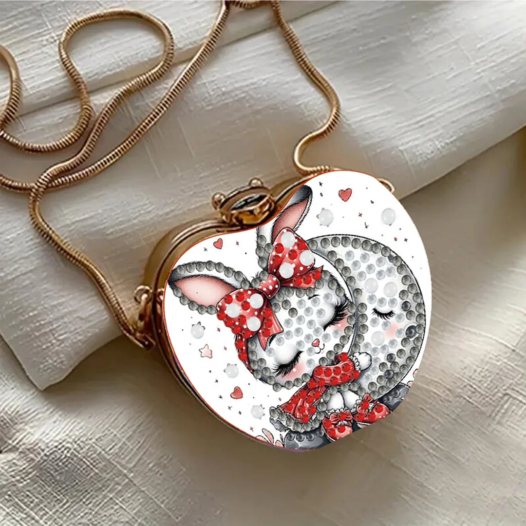 Rabbit DIY Acrylic Love Art Diamond Painting Coin Purse w/ Chain for Women Girl