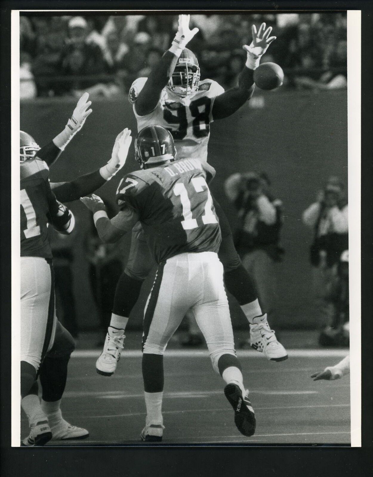 Dave Brown & Tony Woods 1994 Press Original Photo Poster painting by Bob Olen Giants Redskins