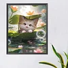 Diamond Painting -DIY Round Drill Cat in Lotus Pond（40x50cm）