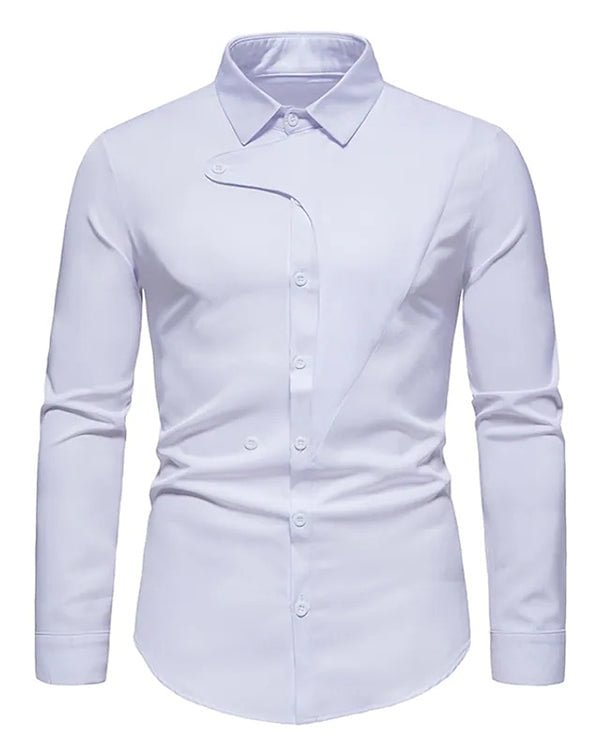 Men's Lapel Casual Patchwork Long Sleeve Top