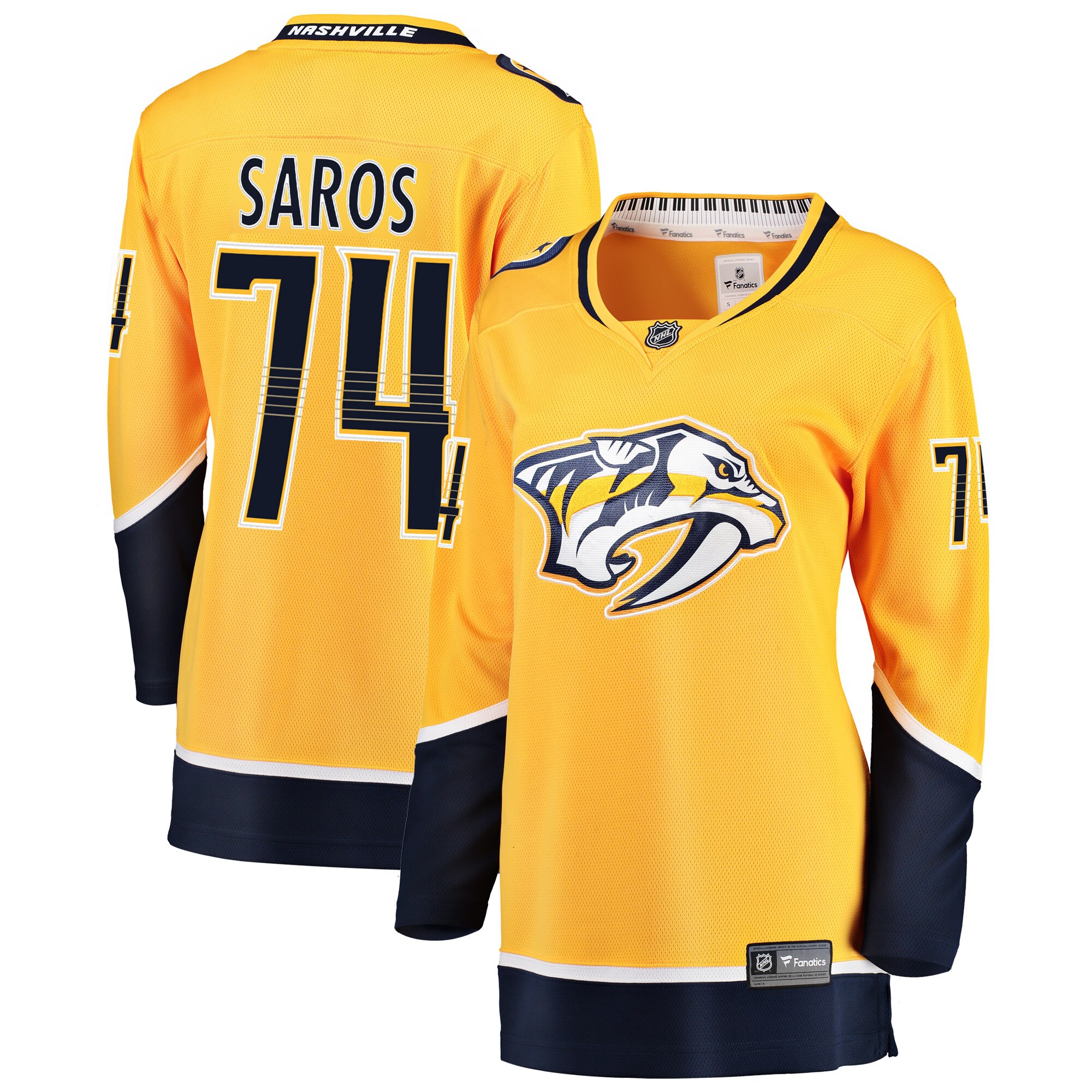 Juuse Saros Nashville Predators Fanatics Women&rsquo;s Breakaway   Jersey &ndash; Gold mysite