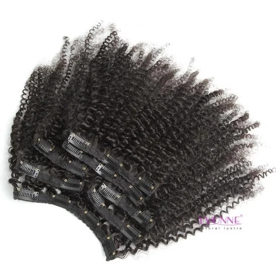 YVONNE 7 Pieces/Set 18Clips 4A 4B Brazilian Kinky Curly Clip In Human Hair Extensions