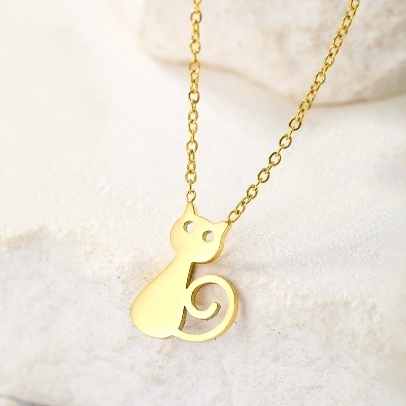 Stainless Steel Elegant Cute Plating Hollow Out Solid Color Pendant Necklace
