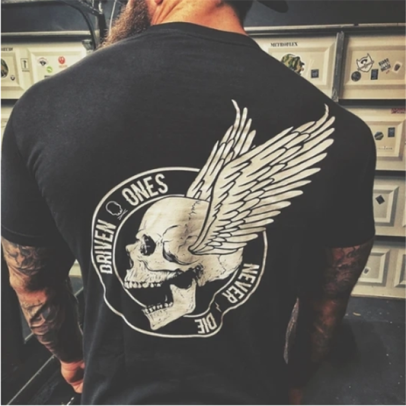 Men's Vintage Wings Skull Print T-Shirt - Krazyskull