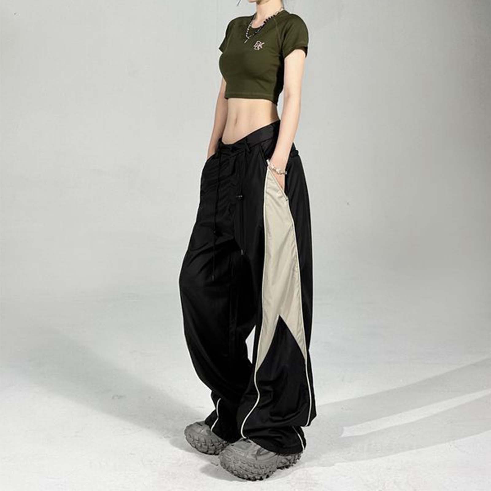 Summer Chic Women Casual High Waist Cargo Pants Chic Harajuku Drawstring Wide Leg Trousers Loose Pantalones