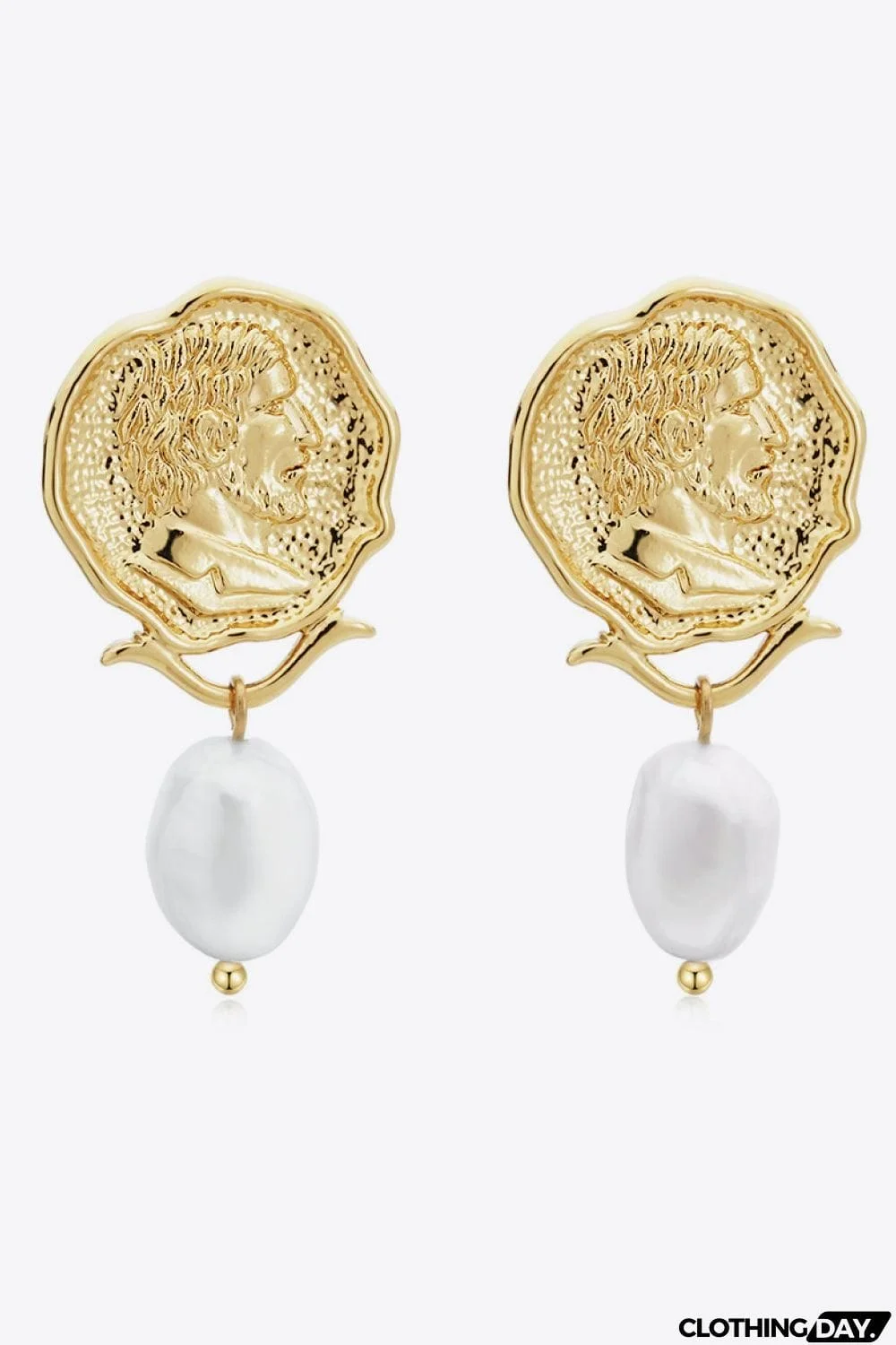 Gold-Plated Pearl Drop Earrings