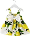 Baby Girl Clothes Lemon Printed Infant Outfit Sleeveless Princess Gallus Dress Teen Fashion (Yellow, 0-6 Months)