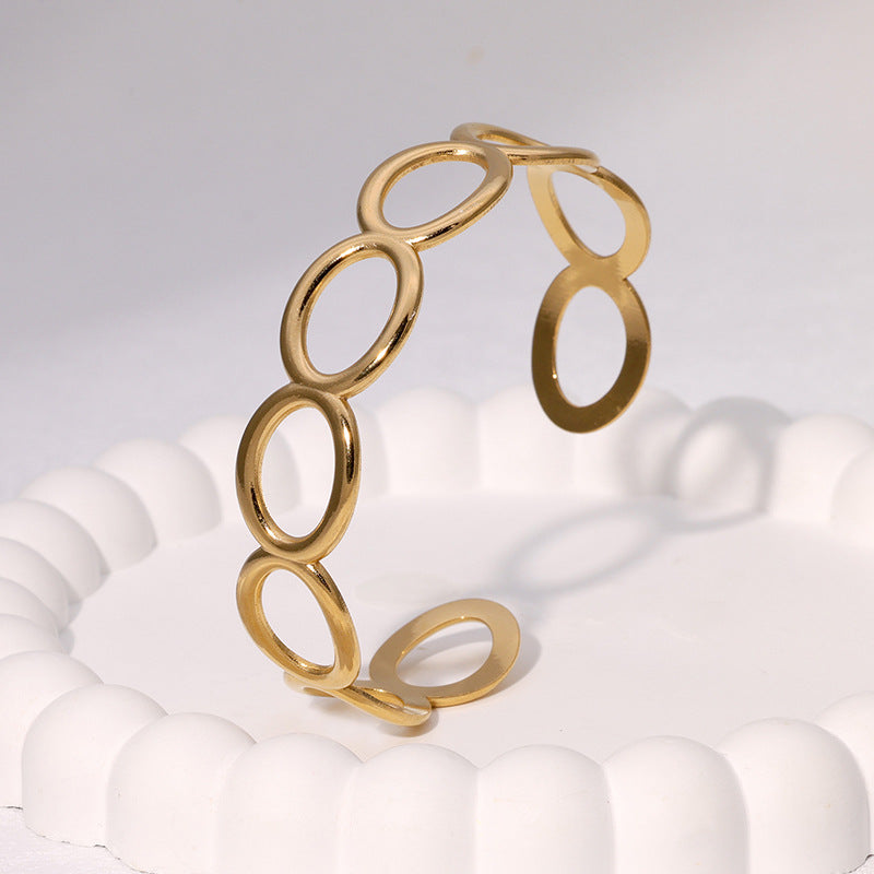 Simple Chain Bracelet Open Stainless Steel Cold Style Surface Personality Fashion Gold-Plated Bracelet