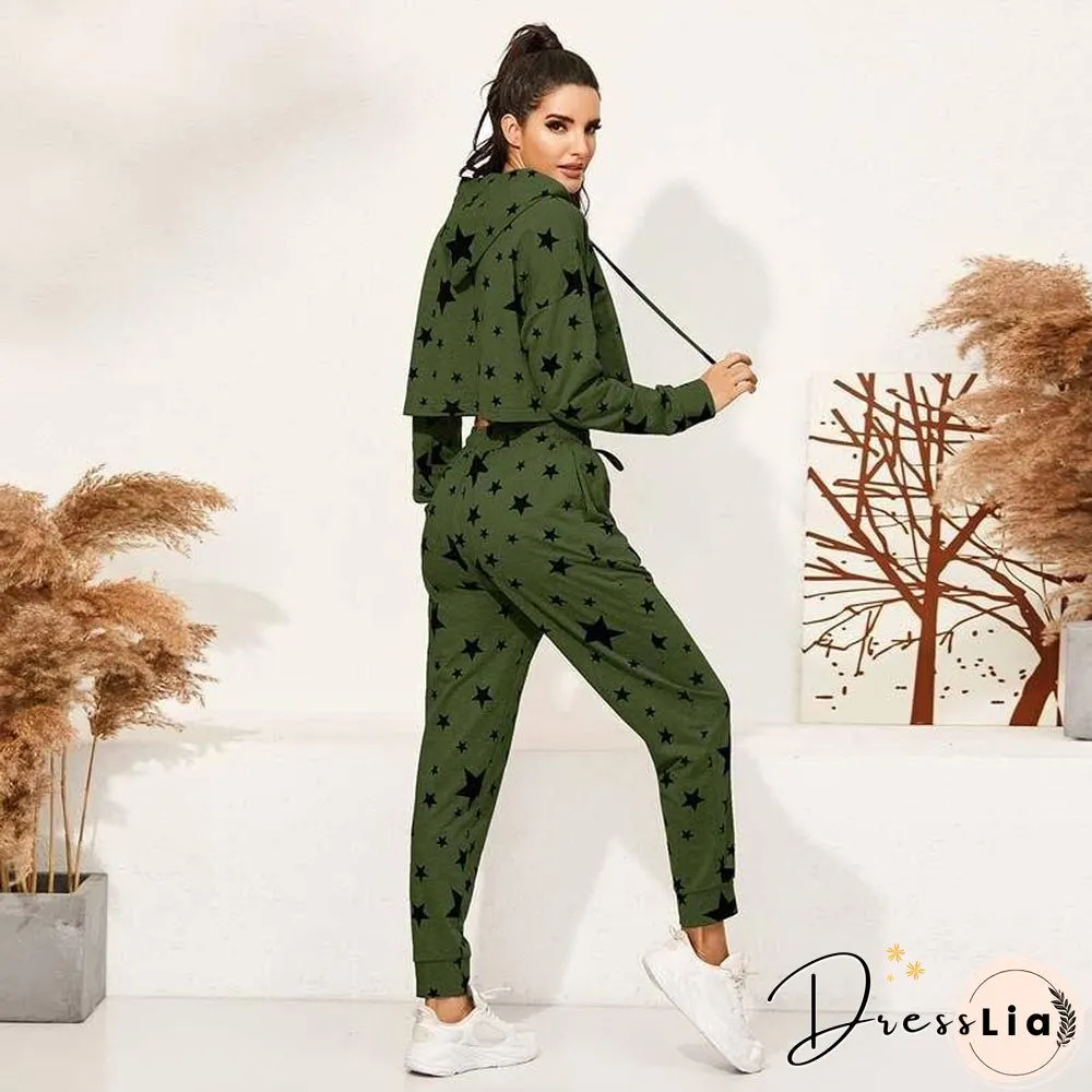 Autumn Print Sweat Suits Women Piece Sets Women Outfits Pants Set Tracksuits Casual Two