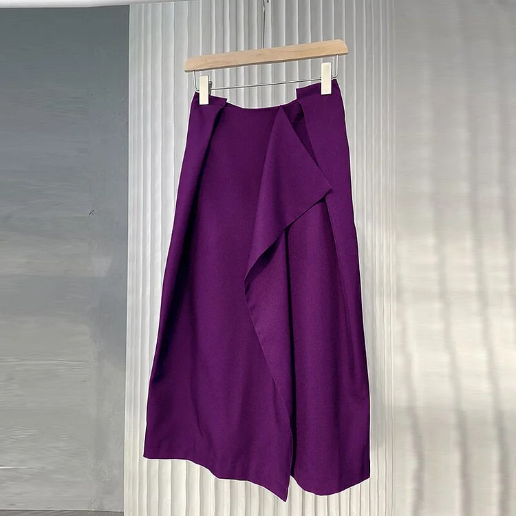 4.29Fantasy Purple Irregular Pleated Patchwork Skirt