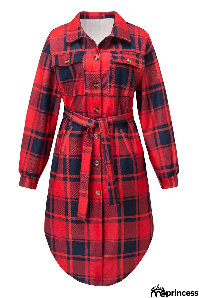 Sweet Elegant Plaid Striped Printing Shirt Collar Outerwear(3 Colros)