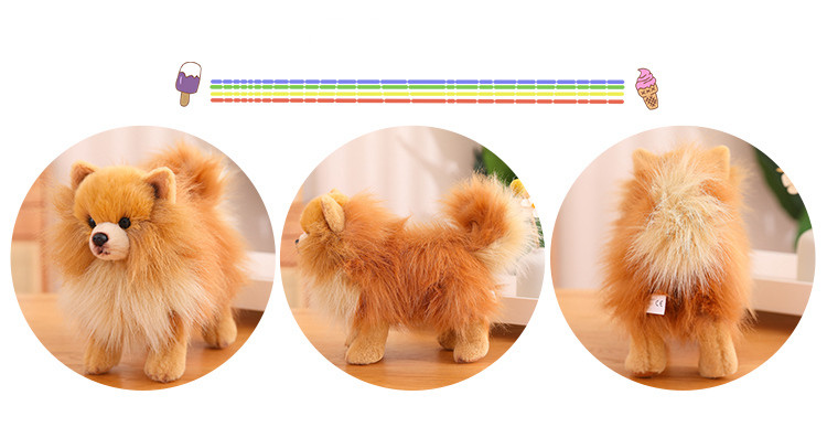 Tegooe Realistic Pomeranian Dog Plush Toy - Soft Stuffed Animal Puppy Doll for Kids