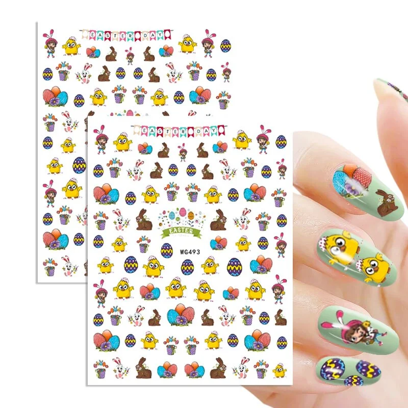 1pc Winter Xmas Nail Sticker 3D Christmas Elk Santa Snowflake Rabbit Cartoon Animal Slider Design Polish Deco Nail Accessories