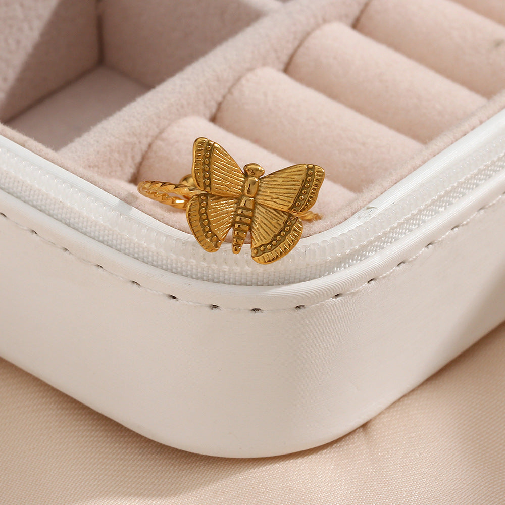 Women Fashion Circle Geometric Stainless Steel 18K Gold Plated Rings