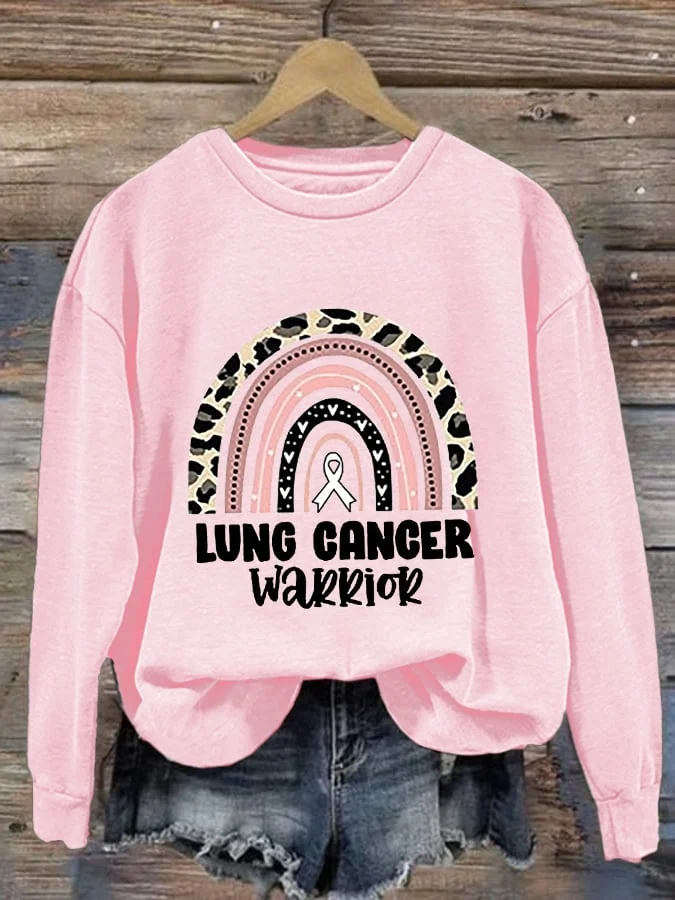 Women's Lung Cancer Awareness Lung Cancer Warrior Print Sweatshirt socialshop