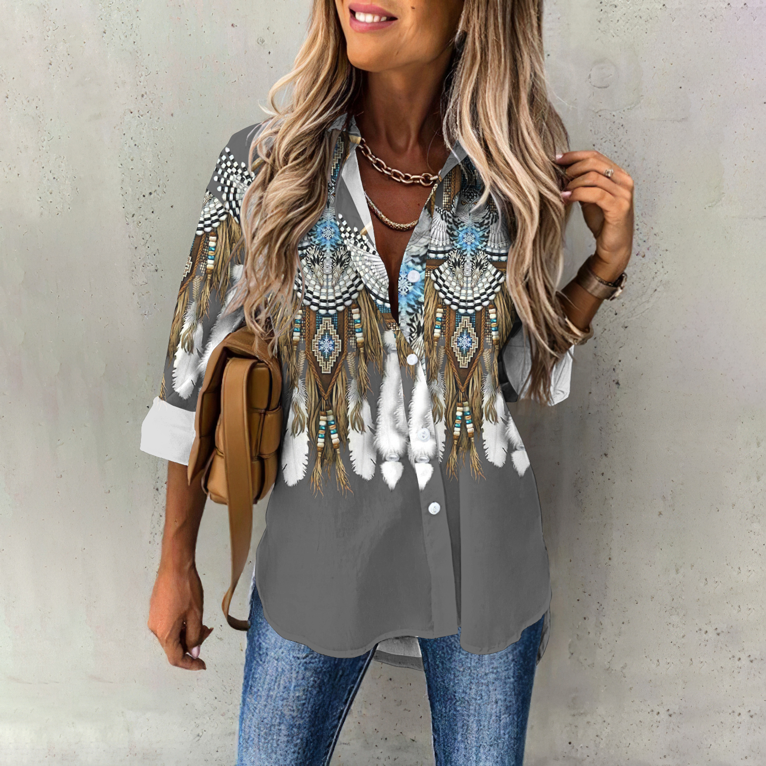  Western Print Long Sleeve Shirt Westsshops