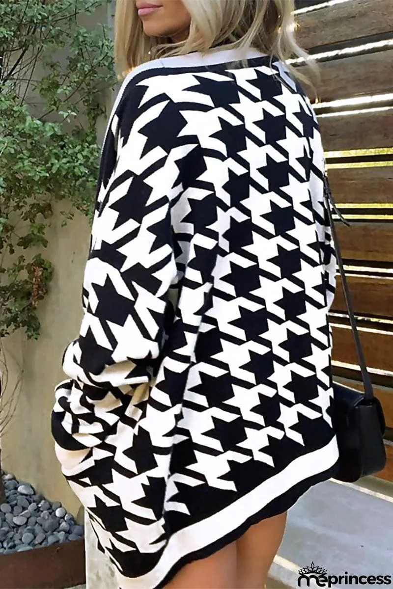 Casual Plaid Without Belt Printing Cardigan Collar Outerwear